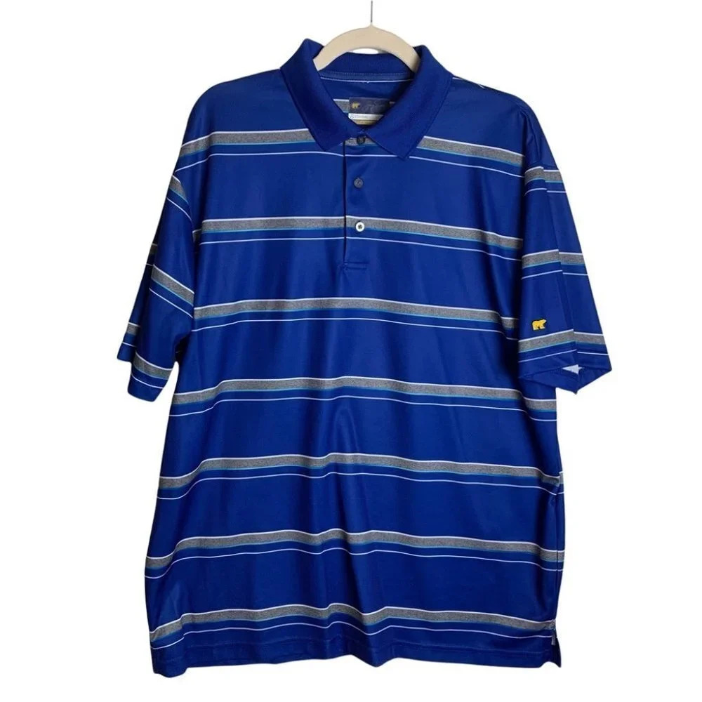 Jack Nicklaus Men’s  STAYDRY Golf Polo Size Large Blue White Stripe